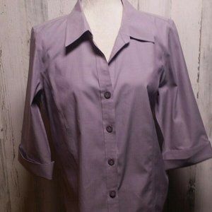 Orvis Womens Size 12 Purple 3/4 Sleeve Button Up S